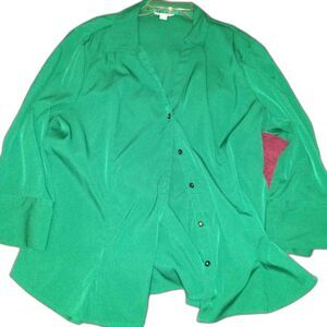 C 1946 XL Green women's long sleeve button up blouse